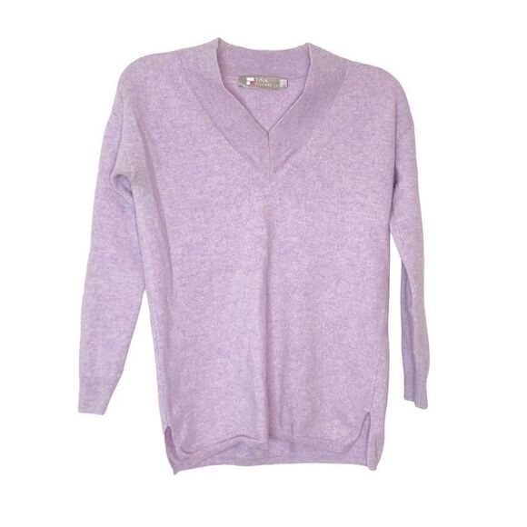 Tina Stephens Lavender Purple 100% Cashmere V-Neck Sweater Women’s Size X-Small - Picture 1 of 8